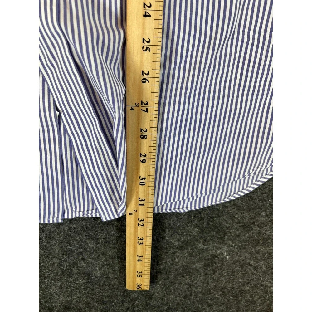 Polo Ralph Lauren Andrew Shirt Mens 17 32/33 Blue White Stripe Cotton LS Shirt